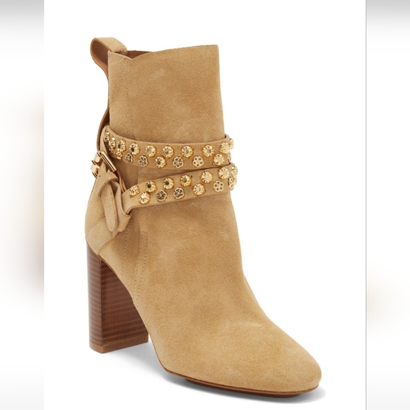See by Chloe Lean Embellished Bootie Suede Leather Heeled Boot Size 8 #654 - Picture 2 of 14